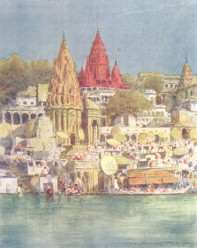 INDIA. A river Fete at Varanasi. Ganges. 1905 old antique print picture